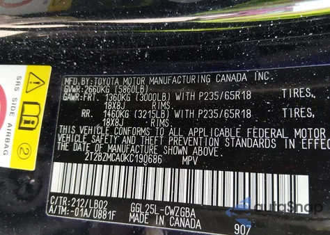 2019 Lexus Rx 350 from USA, damaged, VIN 2T2BZMCA0KC190686